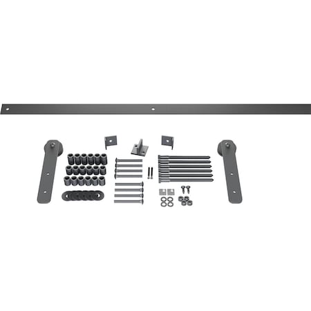 Ekena Millwork Economy Straight Strap Barn Door Hardware Set & Silent Rollers for 1 3/8" to 1 3/4" Doors GB6008H4SM